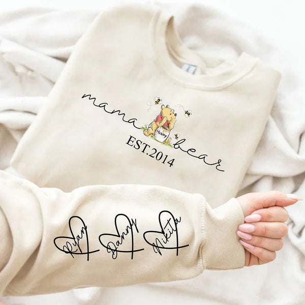 Motherhood Is The Greatest Thing - Family Personalized Custom Unisex Sweatshirt With Design On Sleeve - Gift For Mom