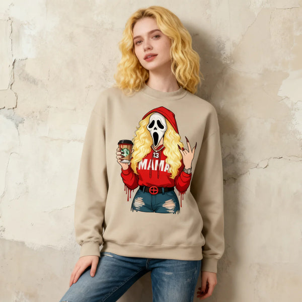 Custom Horror Ghost MAMA Sweatshirt - Different Skin Tones & Hair Colors