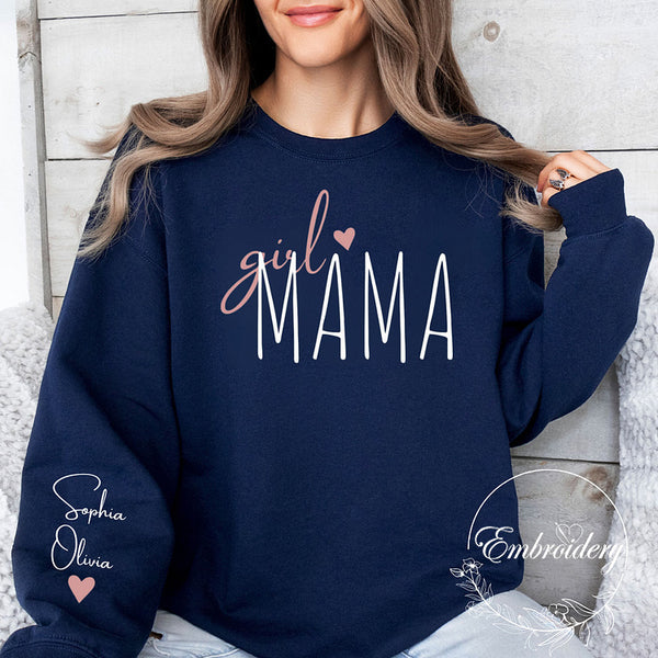 Personalized Girl Mama Sweatshirt, Custom Mom Of Girls Hoodie