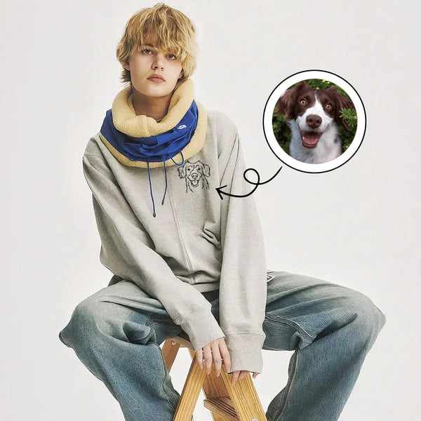 Custom Pet Portrait Outline Zip-Up Hoodie