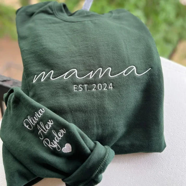 Customized Mum's Embroidered Sweatshirt With Date and Child's Name