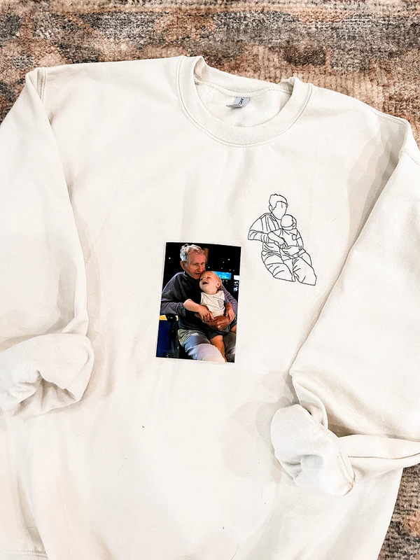 Custom Embroidered Photo Portrait Sweatshirt, Father's Day Gift Ideas,First Mom First Mother's Day