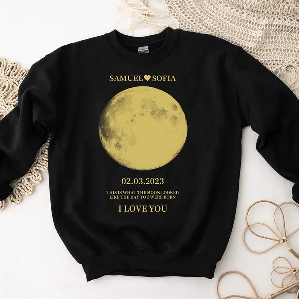 Custom Art REAL MOON PHASE Sweatshirt - Unique Gift for Mom, Commemorate Special Dates