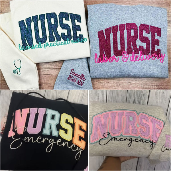 NURSE Scripted Glittered Sweatshirt