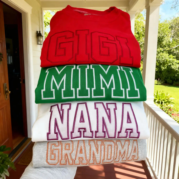 Custom Embroidered Grandma Shirt, Gigi Shirt, Nana Shirt with Kids Names on Sleeves