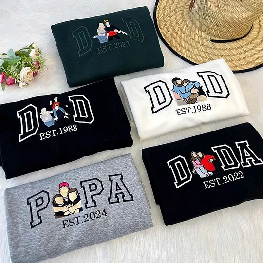 Custom Dad Shirt - Embroidered Portrait Shirt with Photo - Unique Gift for Dad and Family