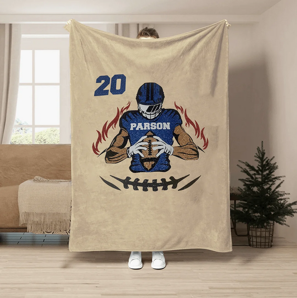 Custom Football Player Game Day Blanket