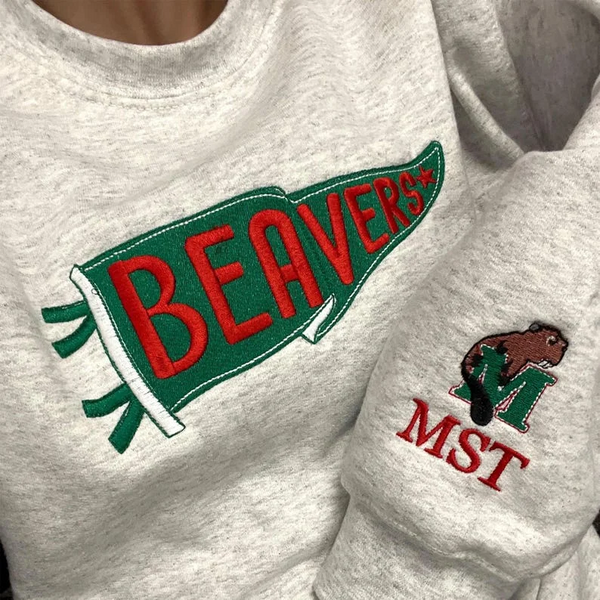 Custom Embroidered Pennant Sweatshirt - High School & College Football Game Day Shirt