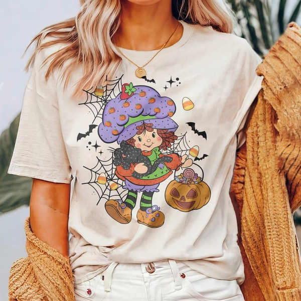 Adorable Halloween Cartoon Girl Tee