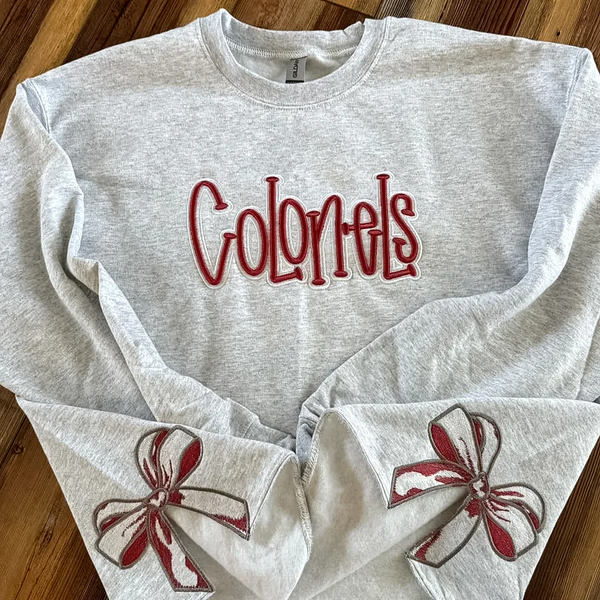 Custom Cropped 3D Puff Embroidered Sweatshirt With Side Bow