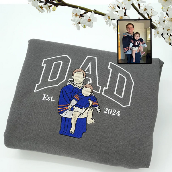 Custom Embroidered Dad Sweatshirt with Photo,Gift for Dad from Mom