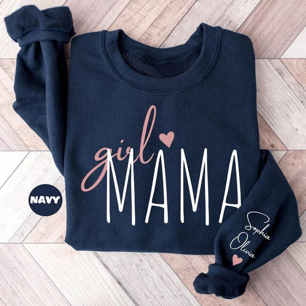 Personalized Girl Mama Sweatshirt, Custom Mom Of Girls Hoodie, New Mama Outfit