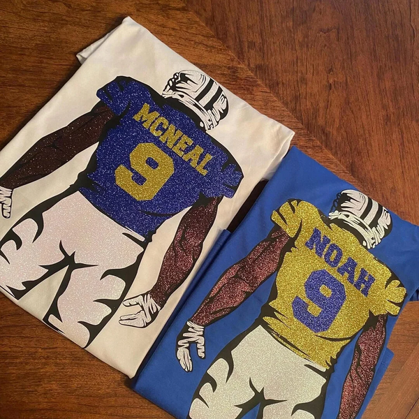 Shine On Game Day - Custom Glitter Football Player Crewneck Hoodie Tshirt