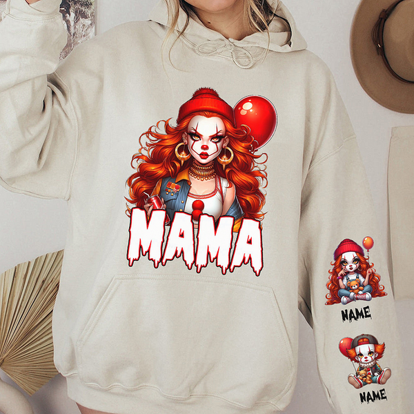 Custom Halloween MAMA Sweatshirt with Kid's Names on the Sleeve