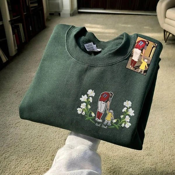 Blooming With Love – Custom Embroidered Birthday Flower Portrait from Photo Sweatshirt Hoodie, Perfect Gift for Mom, Dad & Family