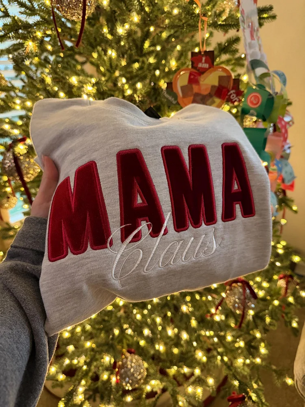 Customizable Embroidered Mama GIGI Name Claus Christmas Holiday Sweatshirt