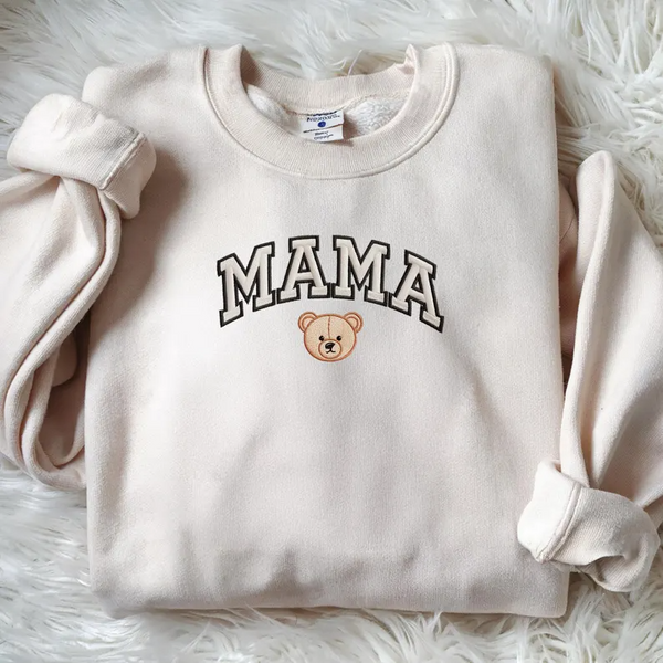 Custom Embroidered Mama Bear Sweatshirt - Personalized Mom Hoodie With Names - Mothers Day Gifts