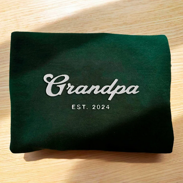Custom embroidered grandpa sweatshirt, vintage Personalized new Grandparent Shirt With Date, Cool Granddad T-shirt, Father's day gift