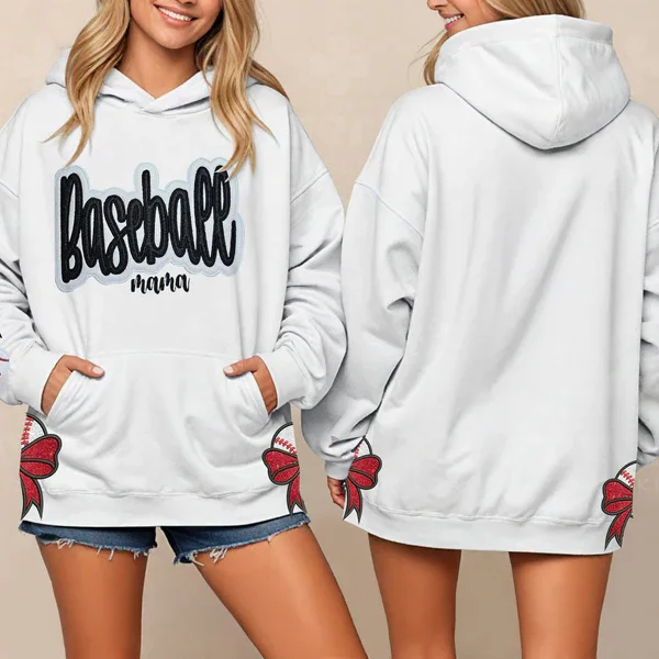 Customized Balls Glitter Sweatshirt Christmas Mama Sweatshirt with Sporty Bow – Gifts For Sports Lovers