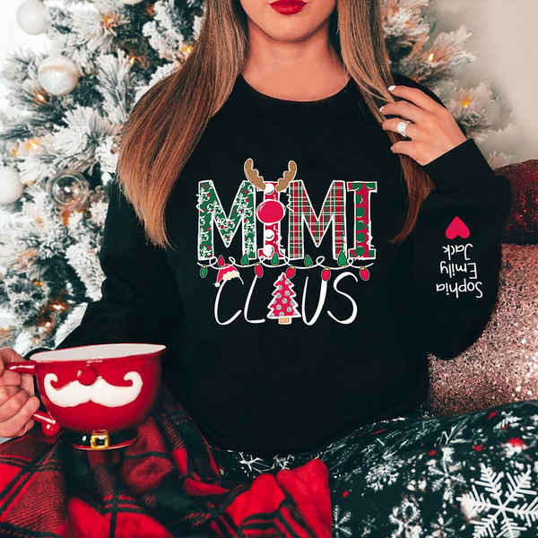 Personalized Mimi Claus Christmas With Grandkids Sweatshirt