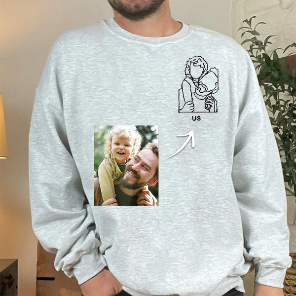 Daddy & Me - Custom Line Art Sweatshirt Gift For Dad