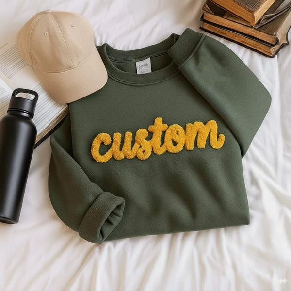 Custom Chenille Yarn Embroidered Sweatshirt/Hoddie