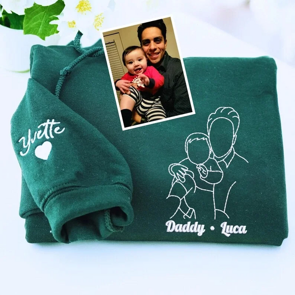 Custom Father-kids Portrait Hoodie – Personalized Father's Day Gift