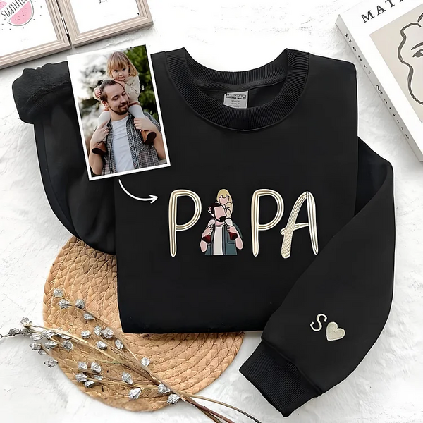 Personalized Papa Embroidered Sweatshirt, Father's Day T-shirt ,Sweatshirt