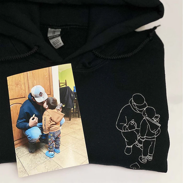Custom Embroidered Portrait Photo Sweatshirt, Unique Gifts for Dad