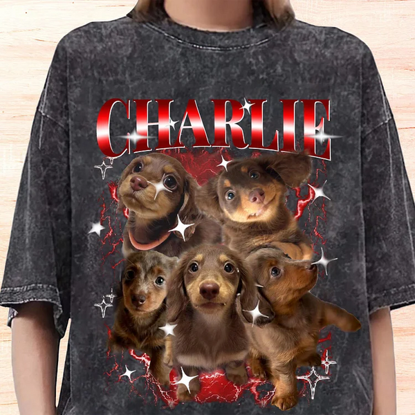 Custom Vintage Pet Shirt with Photo & Text - Personalized Pet Lover Hoodie & Sweatshirt & Tee