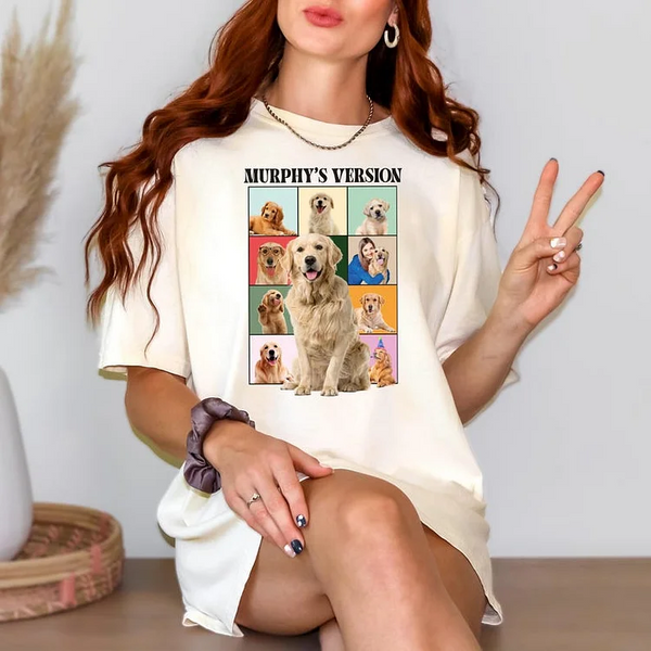 Custom Dog Photo Collage Shirt, Eras Tour Tee for Dog Mom