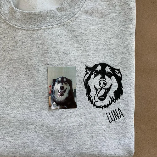 Personalized Dog Sweatshirts for Humans with Custom Embroidered Dog Face and Dog Name