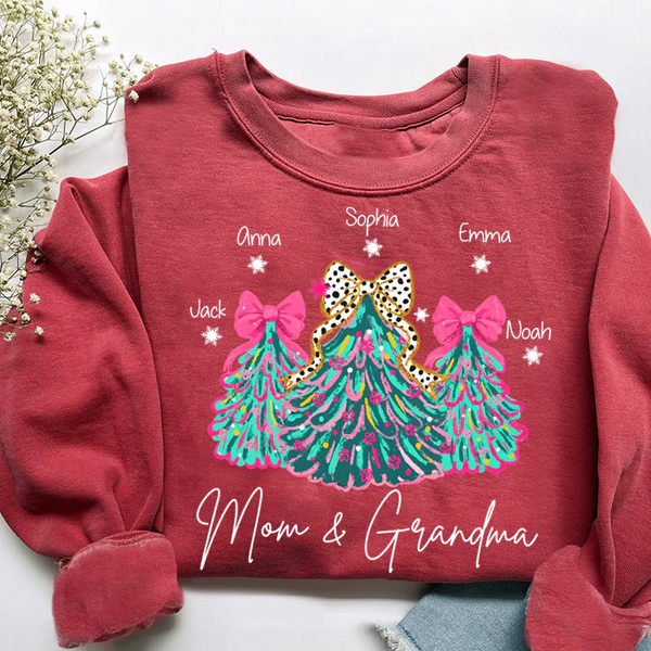 Personalized Mom & Grandma Tree Christmas Sweatshirt, Customized Gifts for Grandma and Kids