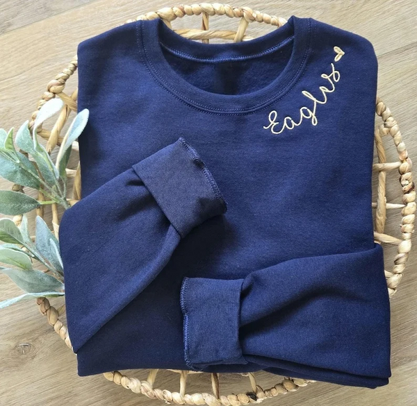 Custom Embroidered ANY School Mascot & Collar Spirit Sweatshirt