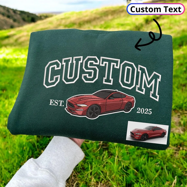 Custom Embroidered Car Hoodie, Car Sweatshirt