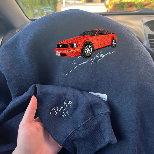 Custom Embroidered Car Sweatshirt, Gift for DAD/Husband/Boyfriend, Father's Day Gift