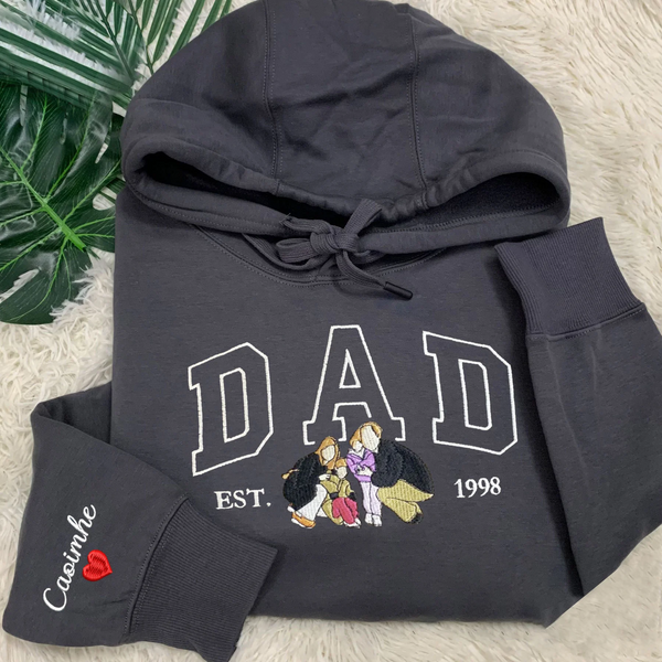 Custom Dad Portrait With Photo Shirt, Personalized Dad Hoodie, Father's Day Gift With Photo Shirt