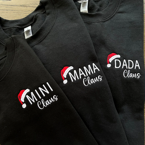 Custom Embroidered Mama Mini Dada Claus Christmas Sweatshirt