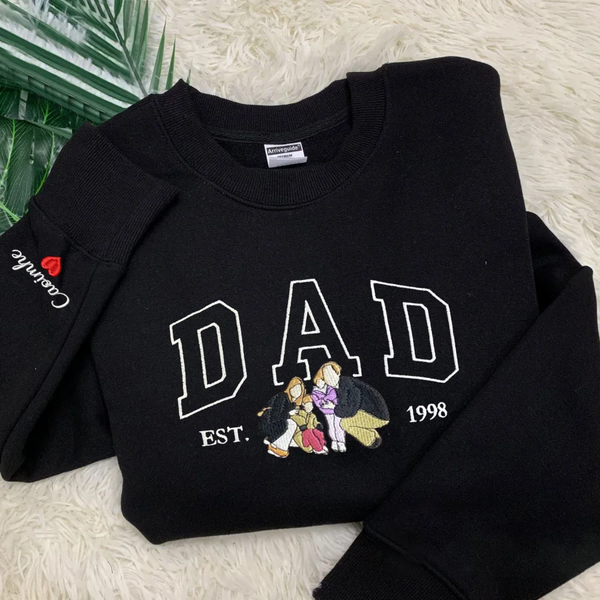 Custom Dad Portrait With Photo Shirt, Personalized Dad Hoodie, Father's Day Gift With Photo Shirt