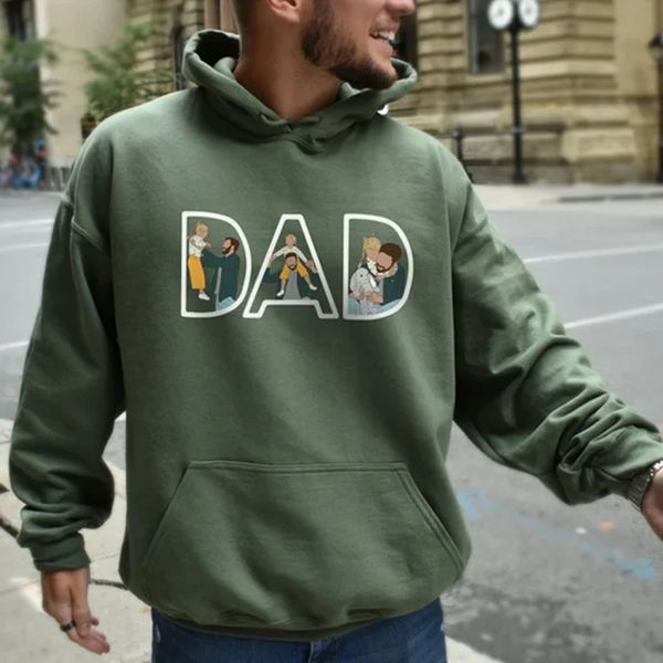 Personalized Dad Portrait Sweatshirt, Custom Photo Sweatshirt Gift for Dad, Fathers Day Gift