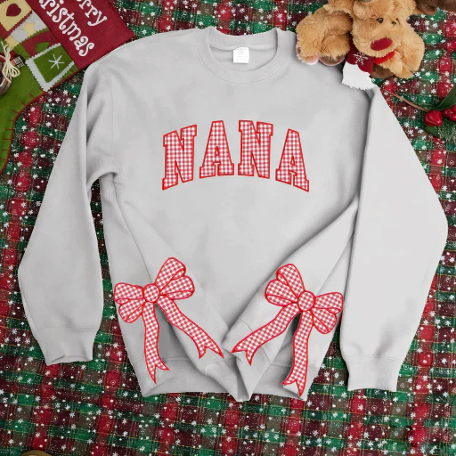 Custom Gingham Appliqué Side Bow Cut-Out Sweatshirt