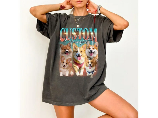 Custom Retro Dog Shirt, Personalized Pet Tee, Custom Photo 90s Graphic, Bootleg Rap Dog Shirt