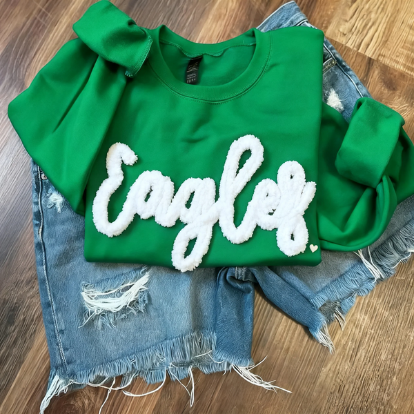 Custom Team Name Embroidered Chenille Sweatshirt – Oversized Football-Inspired Fit
