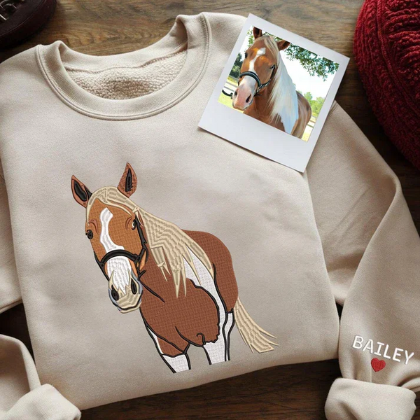 Personalized Embroidered Pet Portrait Sweatshirt for Pet Lovers