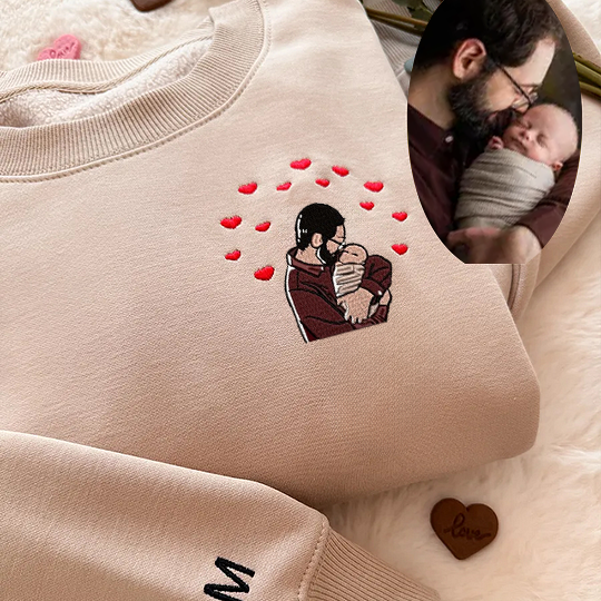 Custom Embroidered Portrait Sweatshirt from Photo For Mom