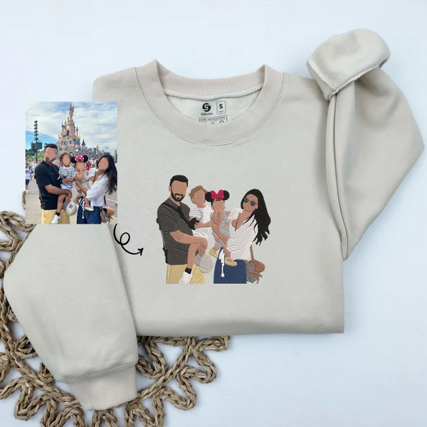 Custom Embroidered Sweatshirts & T-shirt - Personalized Family Portrait From Photo
