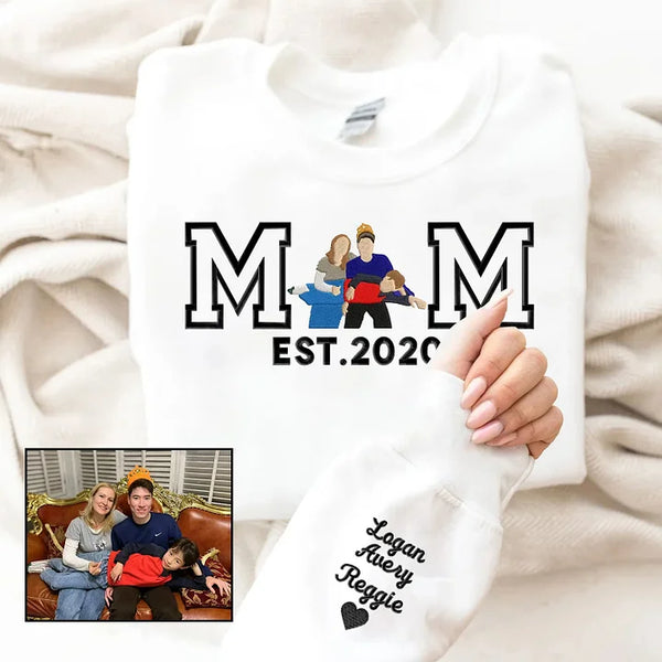 Custom Embroidered Portrait Sweatshirt Best Gift For Mom