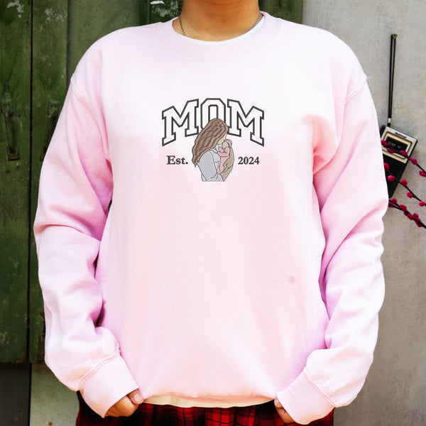 Mama Embroidered Sweatshirt Custom Portrait From Photo Hoodie