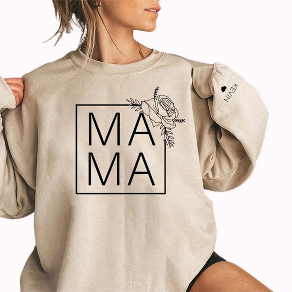 Custom MAMA Sweatshirt, Names on the Sleeve, Mother's Day Sweatshirt, Floral Sweatshirt, Best Mom Sweatshirt, Perfect Mother's Day Gift