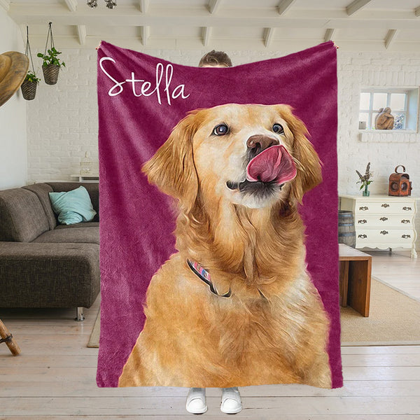 Custom Dog Face Blankets, Personalized Pet Photo Blanket, Fleece Dog Blankets